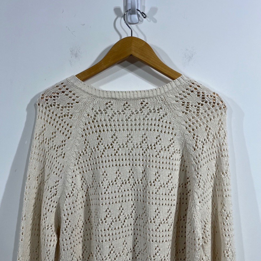Sezane Capucine Pointelle Knit Cardigan Sweater Womens Small Cottagecore Preppy - Picture 6 of 11